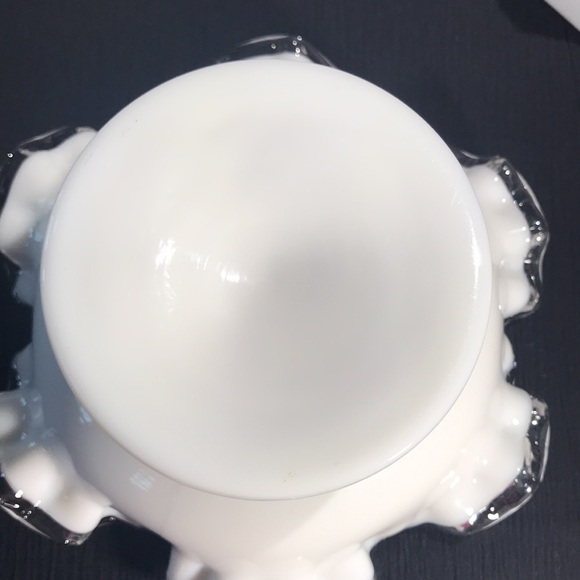 HTF 1950’s Vintage Fenton Art Glass Silver Crest Low Footed Pedestal Comport - Picture 5 of 6